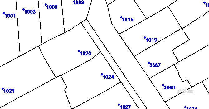Parcela st. 1026 v KÚ Vlčnov, Katastrální mapa