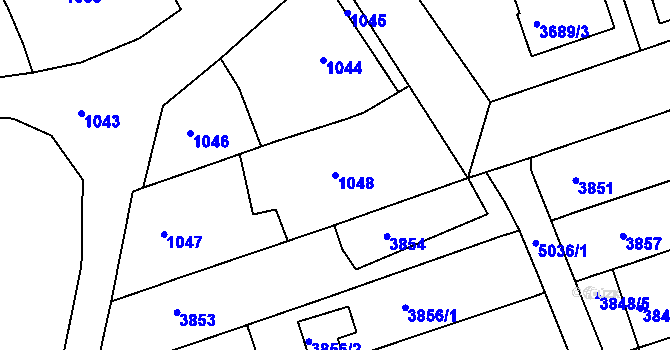 Parcela st. 1048 v KÚ Vlčnov, Katastrální mapa