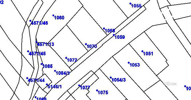 Parcela st. 1071 v KÚ Vlčnov, Katastrální mapa