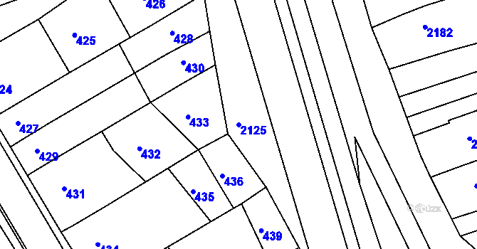 Parcela st. 2125 v KÚ Vlčnov, Katastrální mapa