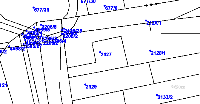 Parcela st. 2127 v KÚ Vlčnov, Katastrální mapa