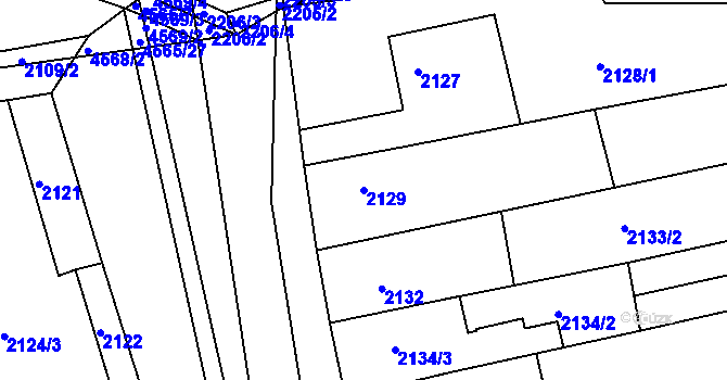 Parcela st. 2129 v KÚ Vlčnov, Katastrální mapa