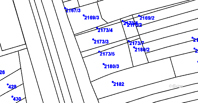 Parcela st. 2173/5 v KÚ Vlčnov, Katastrální mapa