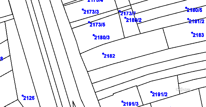 Parcela st. 2182 v KÚ Vlčnov, Katastrální mapa