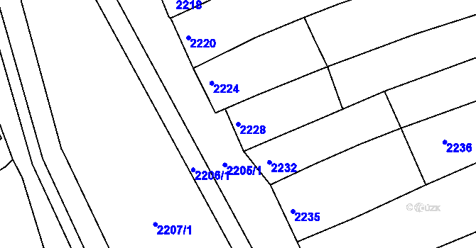 Parcela st. 2228 v KÚ Vlčnov, Katastrální mapa
