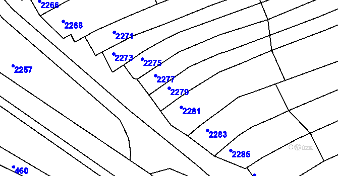 Parcela st. 2279 v KÚ Vlčnov, Katastrální mapa