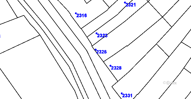 Parcela st. 2326 v KÚ Vlčnov, Katastrální mapa
