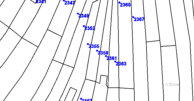 Parcela st. 2358 v KÚ Vlčnov, Katastrální mapa