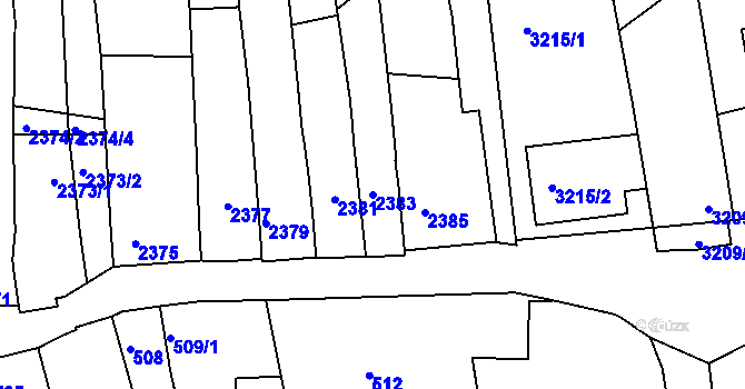 Parcela st. 2383 v KÚ Vlčnov, Katastrální mapa