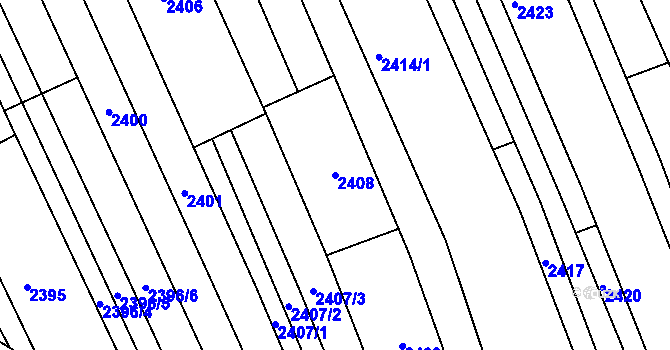 Parcela st. 2408 v KÚ Vlčnov, Katastrální mapa