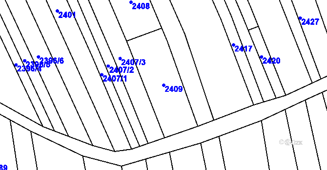 Parcela st. 2409 v KÚ Vlčnov, Katastrální mapa