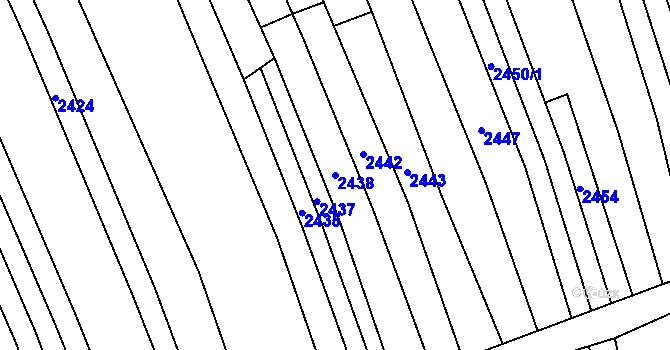 Parcela st. 2438 v KÚ Vlčnov, Katastrální mapa