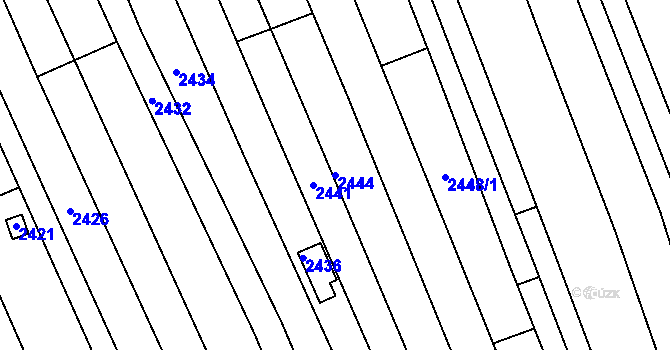 Parcela st. 2444 v KÚ Vlčnov, Katastrální mapa