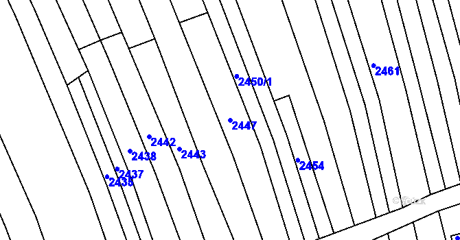 Parcela st. 2447 v KÚ Vlčnov, Katastrální mapa