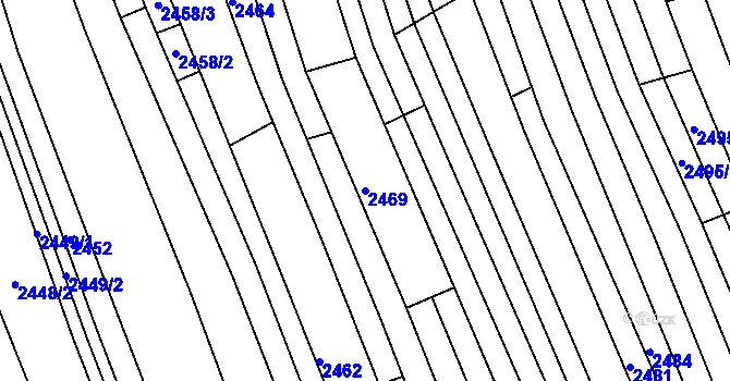 Parcela st. 2469 v KÚ Vlčnov, Katastrální mapa