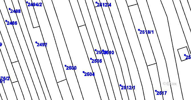 Parcela st. 2509 v KÚ Vlčnov, Katastrální mapa