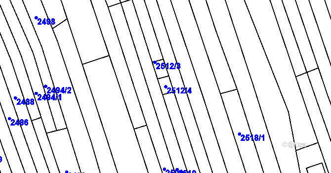 Parcela st. 2512/4 v KÚ Vlčnov, Katastrální mapa