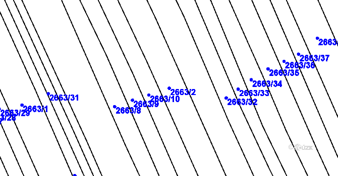 Parcela st. 2663/2 v KÚ Vlčnov, Katastrální mapa