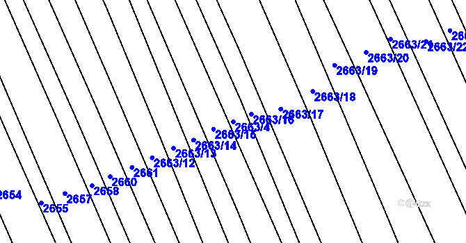 Parcela st. 2663/4 v KÚ Vlčnov, Katastrální mapa