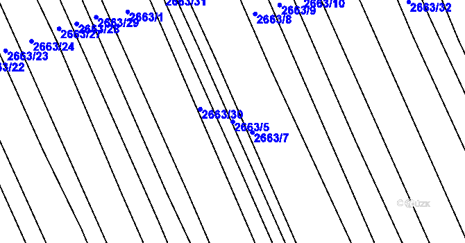 Parcela st. 2663/5 v KÚ Vlčnov, Katastrální mapa
