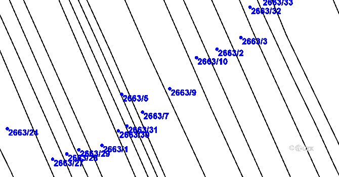 Parcela st. 2663/9 v KÚ Vlčnov, Katastrální mapa