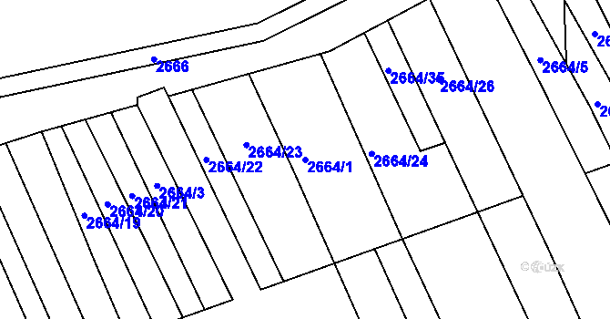 Parcela st. 2664/1 v KÚ Vlčnov, Katastrální mapa