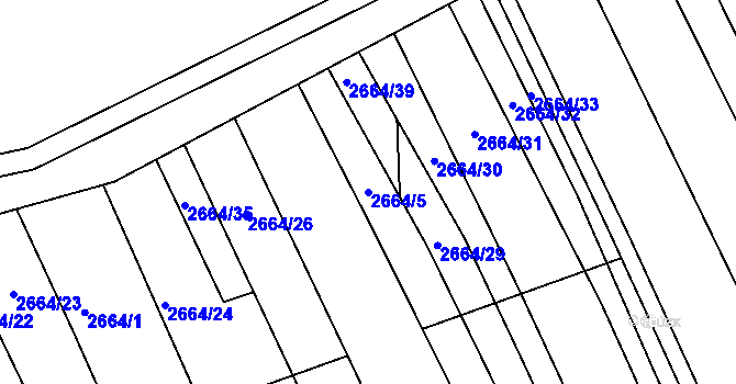 Parcela st. 2664/5 v KÚ Vlčnov, Katastrální mapa