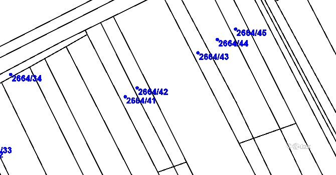 Parcela st. 2664/7 v KÚ Vlčnov, Katastrální mapa