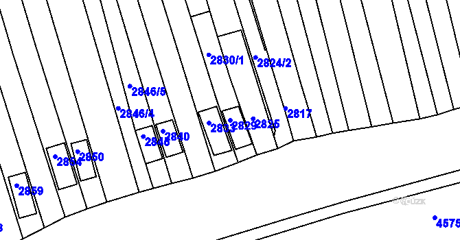 Parcela st. 2829 v KÚ Vlčnov, Katastrální mapa