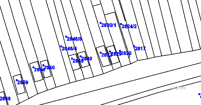 Parcela st. 2833 v KÚ Vlčnov, Katastrální mapa