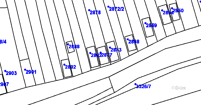 Parcela st. 2877 v KÚ Vlčnov, Katastrální mapa