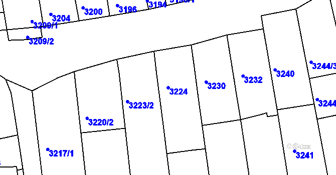 Parcela st. 3224 v KÚ Vlčnov, Katastrální mapa