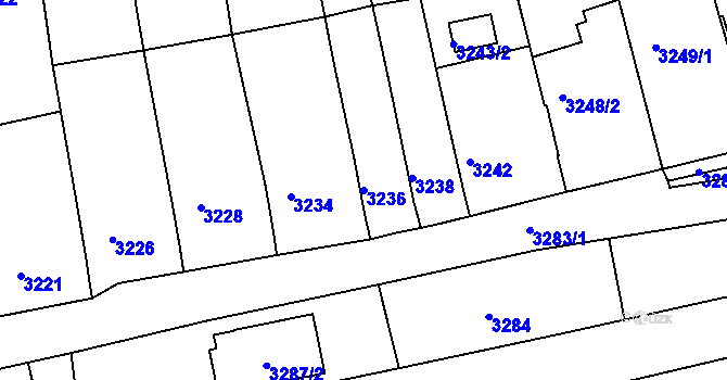 Parcela st. 3236 v KÚ Vlčnov, Katastrální mapa
