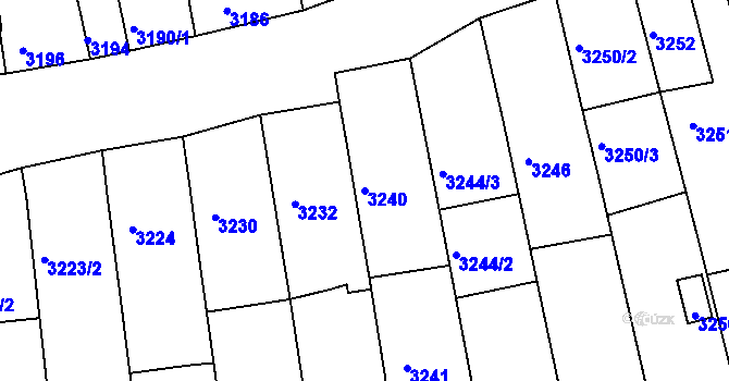 Parcela st. 3240 v KÚ Vlčnov, Katastrální mapa