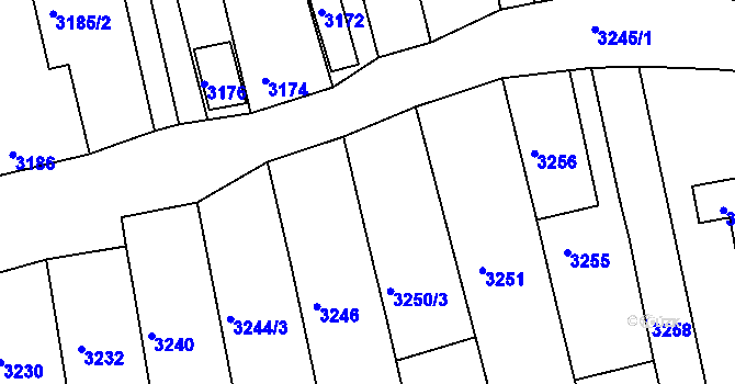Parcela st. 3250/2 v KÚ Vlčnov, Katastrální mapa