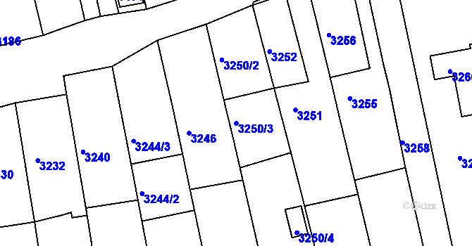 Parcela st. 3250/3 v KÚ Vlčnov, Katastrální mapa