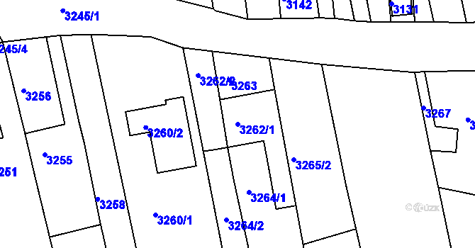 Parcela st. 3262/1 v KÚ Vlčnov, Katastrální mapa