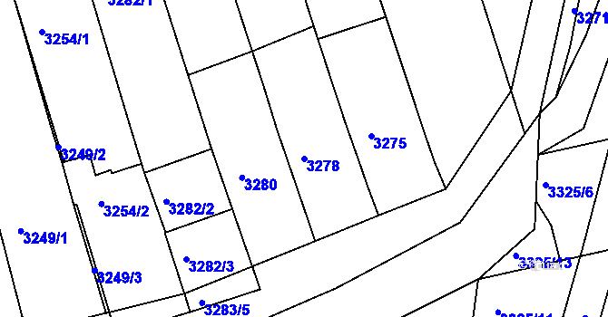 Parcela st. 3278 v KÚ Vlčnov, Katastrální mapa