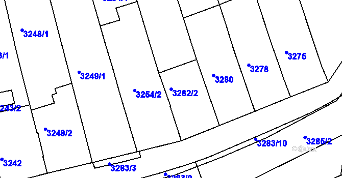 Parcela st. 3282/2 v KÚ Vlčnov, Katastrální mapa
