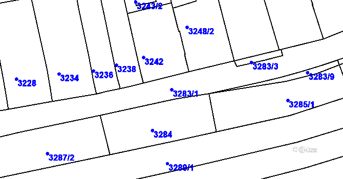 Parcela st. 3283/1 v KÚ Vlčnov, Katastrální mapa