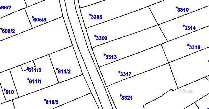 Parcela st. 3313 v KÚ Vlčnov, Katastrální mapa