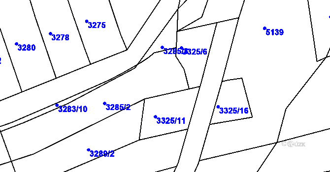 Parcela st. 3325/13 v KÚ Vlčnov, Katastrální mapa