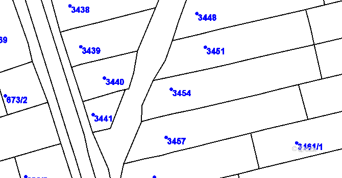 Parcela st. 3454 v KÚ Vlčnov, Katastrální mapa