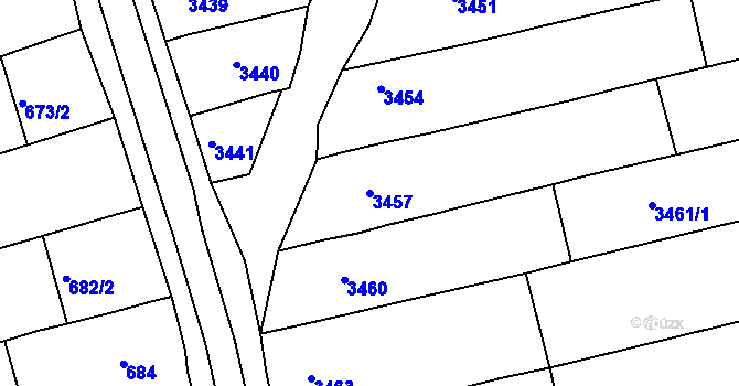 Parcela st. 3457 v KÚ Vlčnov, Katastrální mapa