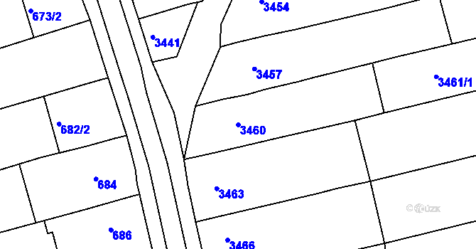 Parcela st. 3460 v KÚ Vlčnov, Katastrální mapa