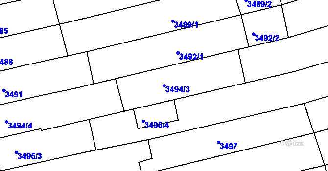 Parcela st. 3494/3 v KÚ Vlčnov, Katastrální mapa