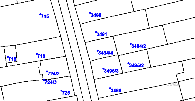 Parcela st. 3494/4 v KÚ Vlčnov, Katastrální mapa