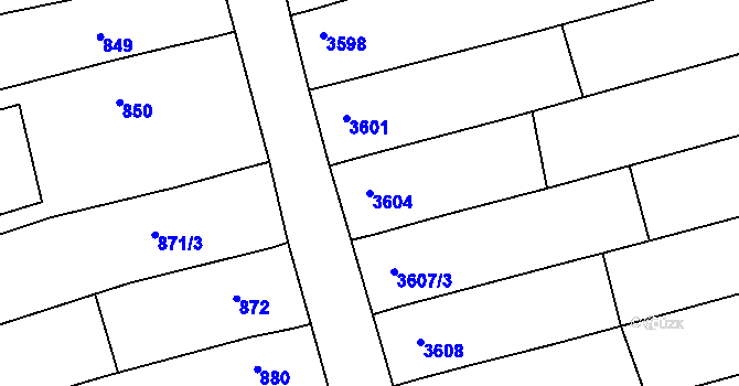 Parcela st. 3604 v KÚ Vlčnov, Katastrální mapa