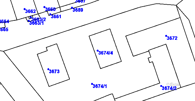Parcela st. 3674/4 v KÚ Vlčnov, Katastrální mapa