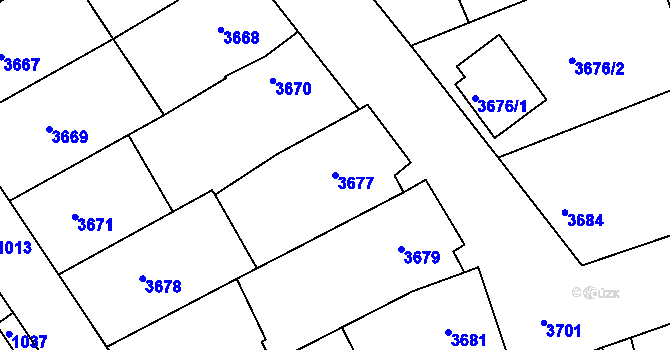 Parcela st. 3677 v KÚ Vlčnov, Katastrální mapa